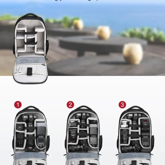 Camera Backpack ESDDI B3 Waterproof DSLR/SLR/Mirrorless Black (BRAND NEW) - Picture 2 of 4